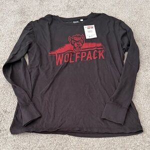 Pressbox Black Long Sleeve with Red NC State Design